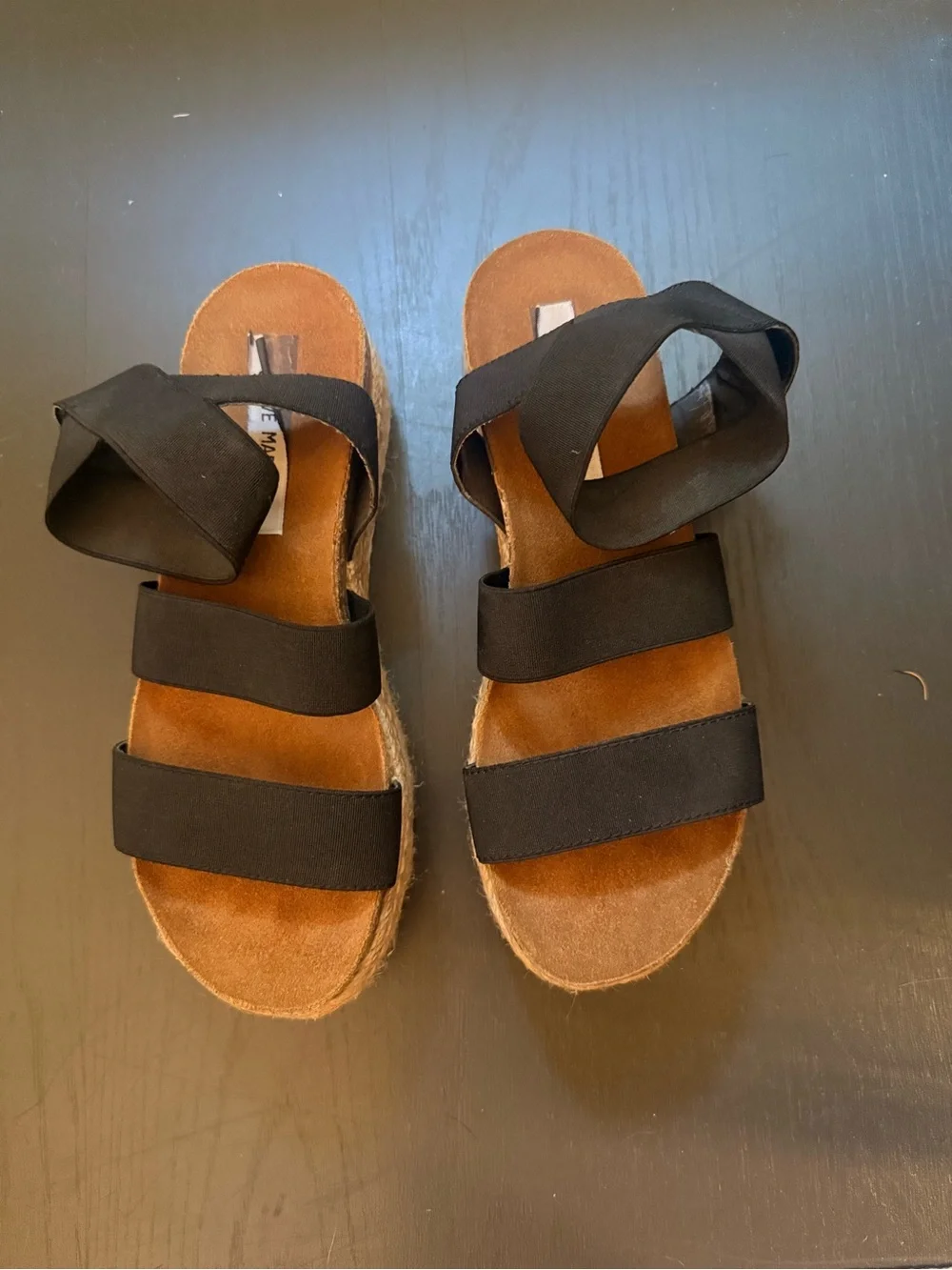 Steve Madden Black Strappy Espadrille Platform Sandals